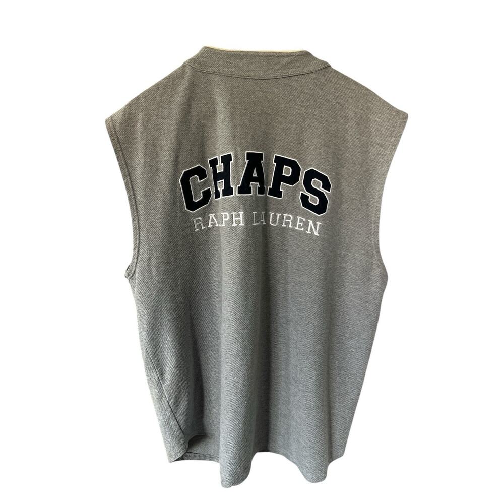 Vintage Ralph Lauren Chaps Grey Baseball Style Sleeveless Shirt Large